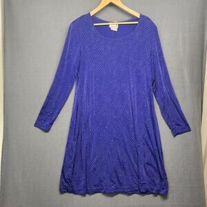 Scarlett Blue Sparkle Shift Dress Metallic Polka Dot Long Sleeve Size 16 Stretch